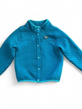 L.L. Bean Girls Bright Teal Quilted Snap Jacket